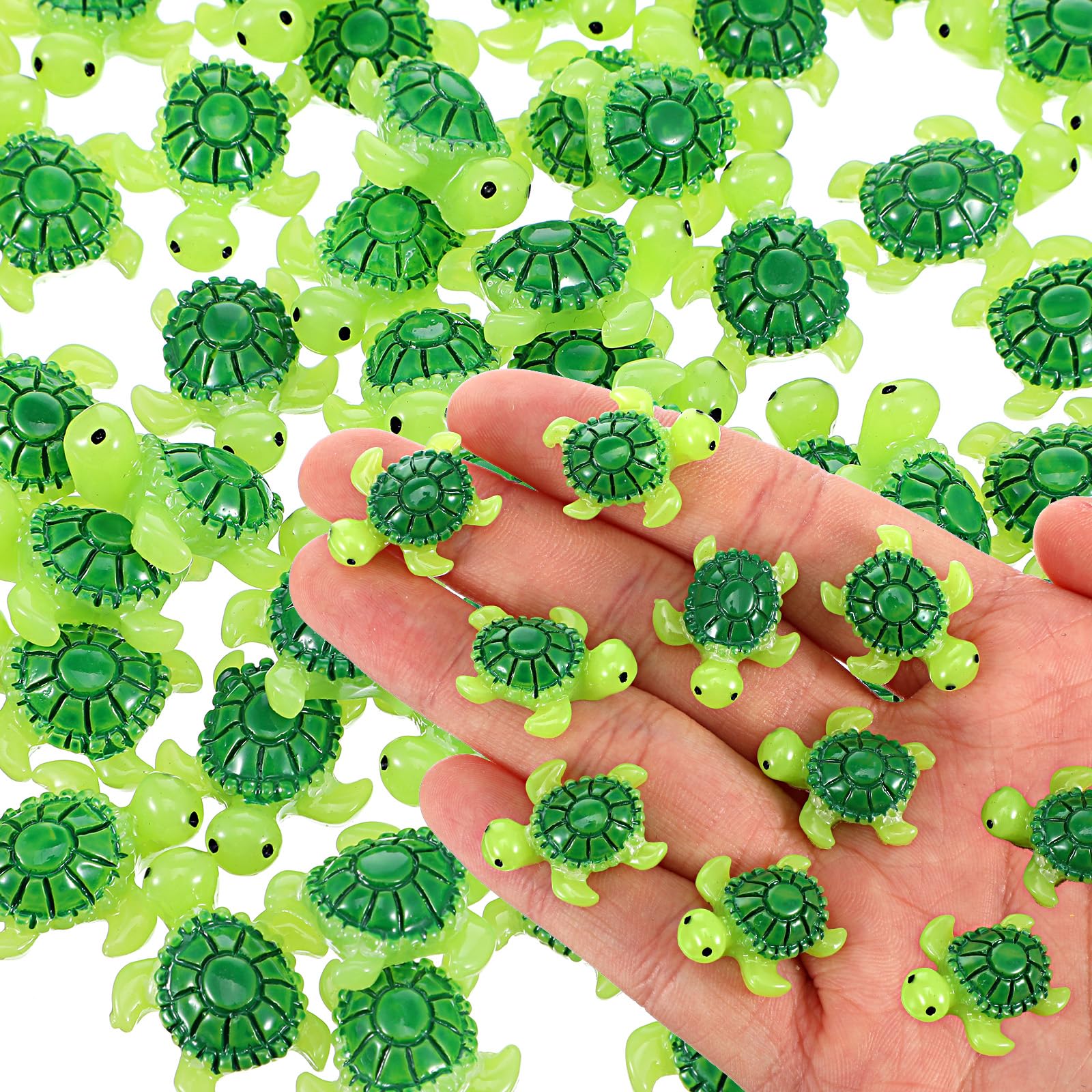 DSLSQD 60 Stück Mini Schildkröten,Mini Grün Schildkröten Harz,Niedlich MiniHarz Figuren,Kleine Schildkröte Figuren,Miniatur Figure für DIY Kunsthandwerk Gartendeko,Landschaftsgestaltung & Heimdeko - 1