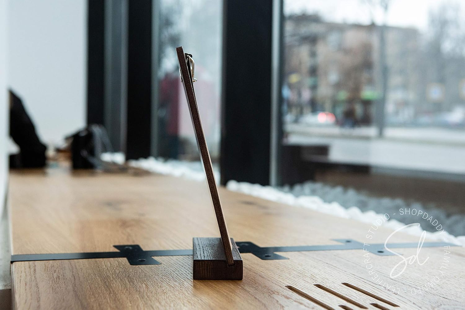 Wooden Table Menu Stand with Clip - Wood Sign Holder Standing Clipboard, Wooden Retail Sign Display Holder, Wedding Sign Holder Stand for Table, Menu Cover, Store Sign Stand, Menu Board, Menu Holder : Office Products