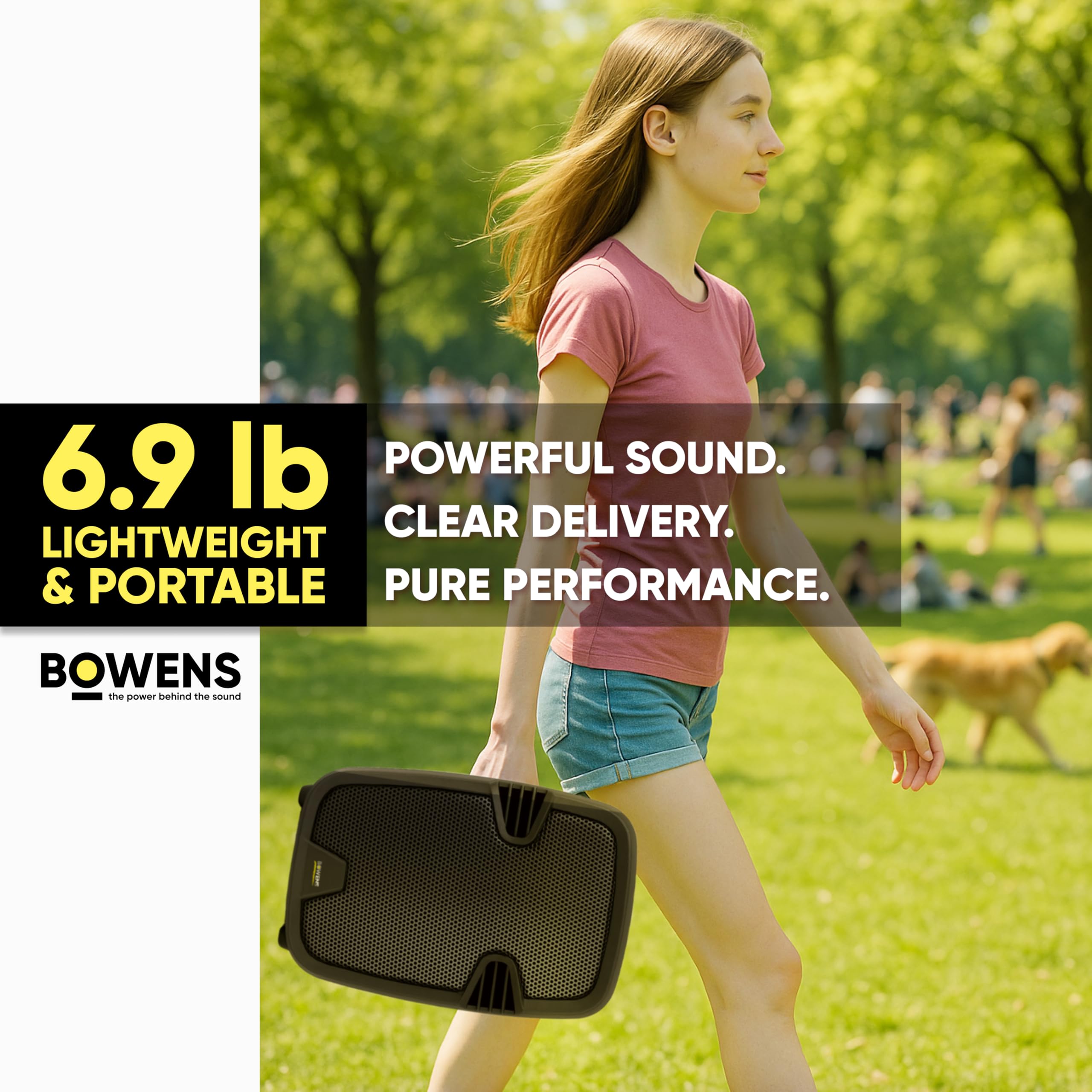 Bowens 8-Inch Bluetooth PA Speaker Set – Portable Speakers Bluetooth Wireless Microphone with Stands and Cable – Party Speaker & DJ Speakers Outdoor Sound System, PA System Set for Events, Karaoke