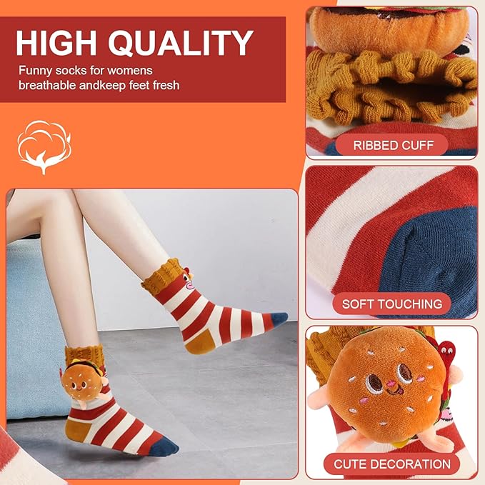 Calcetines 3D Divertidos de Comida para Mujer miniatura 5