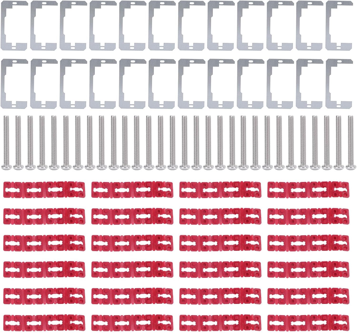 24 PCS Metal Wall Plate Spacers, 96 PCS Electric Receptacle Box Outlet Spacers Set, Receptacle Shim Leveler, with Stainless Steel Screws for Loose Outlet Plug Fix