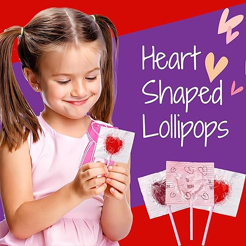 Miniatura 10 de Paletas de corazón para el día de San Valentín paletas de intercambio de San Valentín Jolly Rancher 5 libras en forma de corazón paletas surtidas