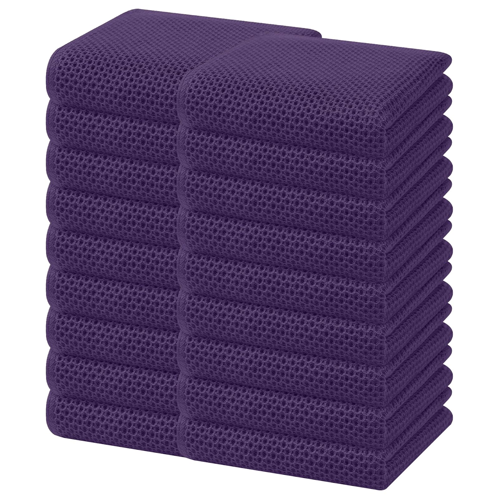 Homaxy 100% Cotton Waffle Weave Kitchen Dish Towels 18-Pack, Eggplant