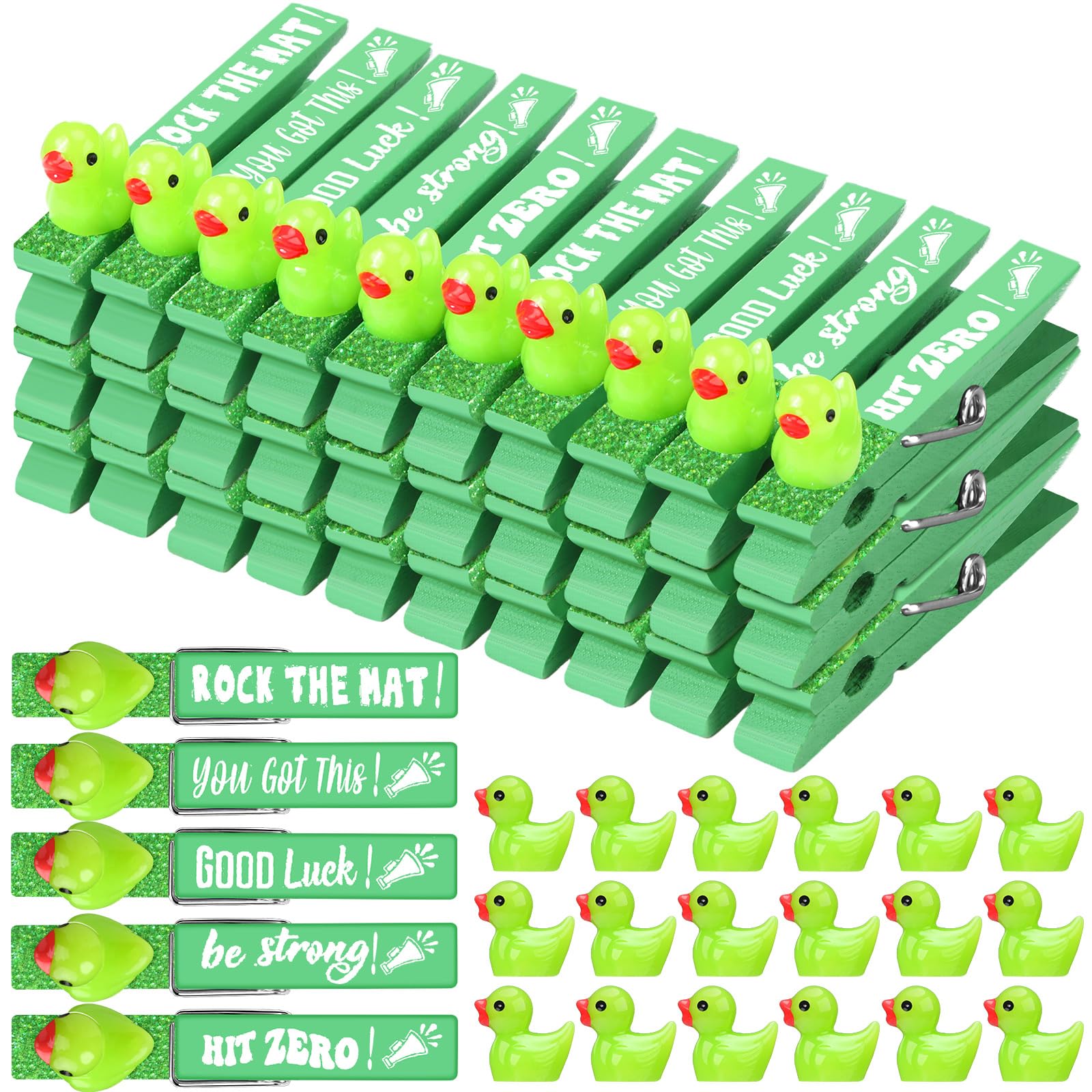 Kigeli 30 Pcs Spirit Clips Cheer Pins Cheerleader Gifts Clothes Pins for Backpacks Competition Glittered for Team Cheer Gifts Stuff Supplies Party Favors Accessories Bulk(Green,Duck) โ image 1