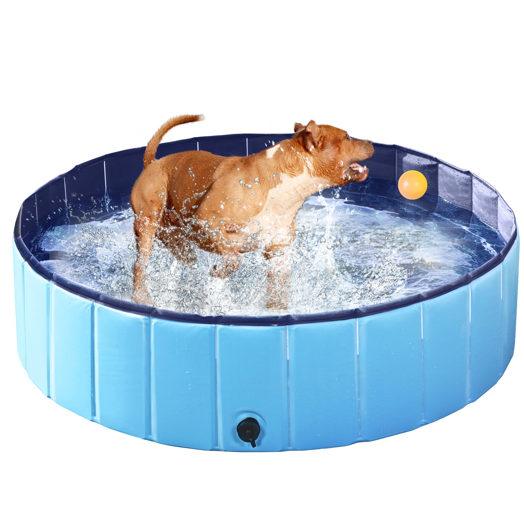 Yaheetech Piscina per Cani Gatti Pieghevole, Vasca da Bagno in PVC, Piscinetta per Animali Domestici, Rigida Portatile Antiscivolo all'Aperto Interno Giardino L 120 x 30 cm Blu