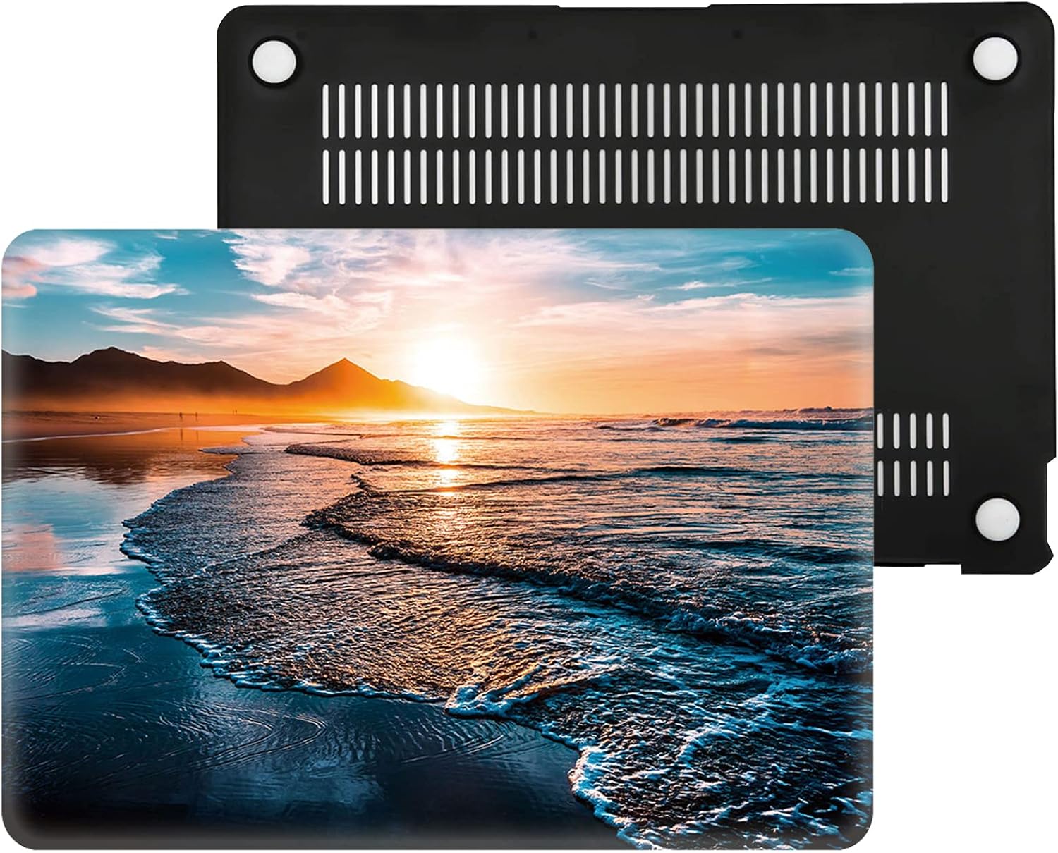 Compatible with MacBook Pro 14 Inch Case 2023/2022/2021 Release M3 A2918 A2992/M2 A2779/A2442 M1 Pro Max Chip, Plastic Hard Shell Case & Keyboard Cover & Screen Protector - Beach Sunset