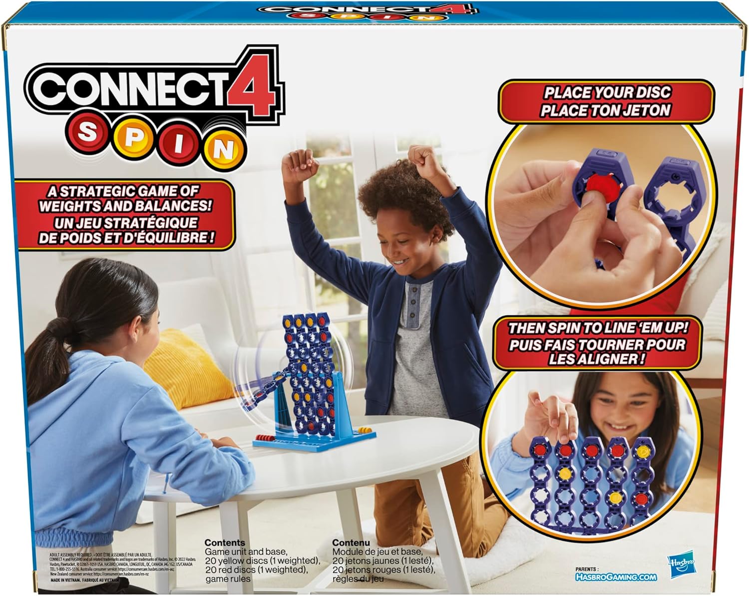 Connect 4 Spin Game, Features Spinning Connect 4 Grid, 2 Player Board Games for Family and Kids, Strategy Board Games, Ages 8 and Up (English & French)