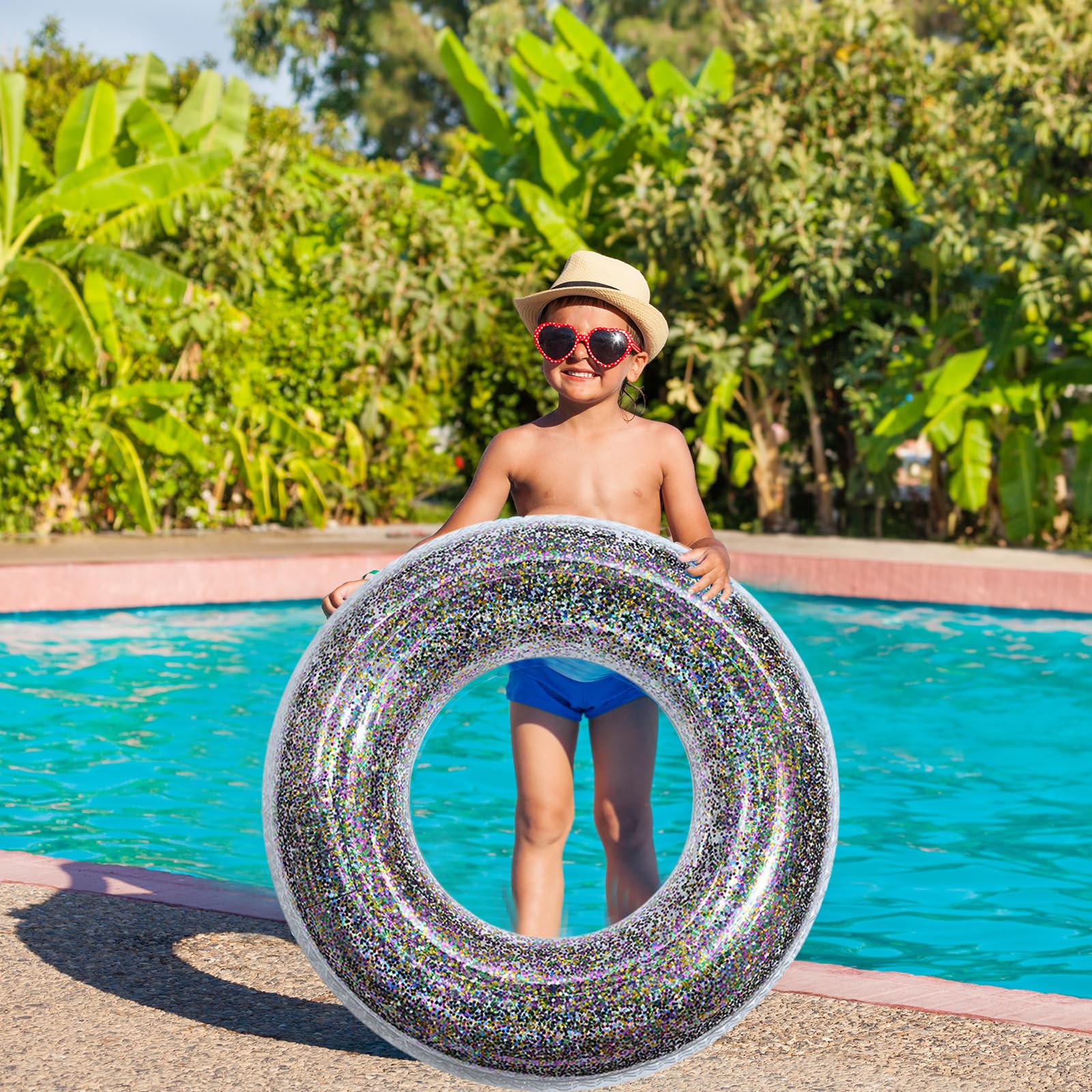 Pool Inflatables Swimming Ring Rubber Rings for,Colorful Sequins Inflatable Pool Water Toys,Inflatable Pool Floats Swim Tubes Rings for Women Men Summer Party Beach Water Sports - Image 4