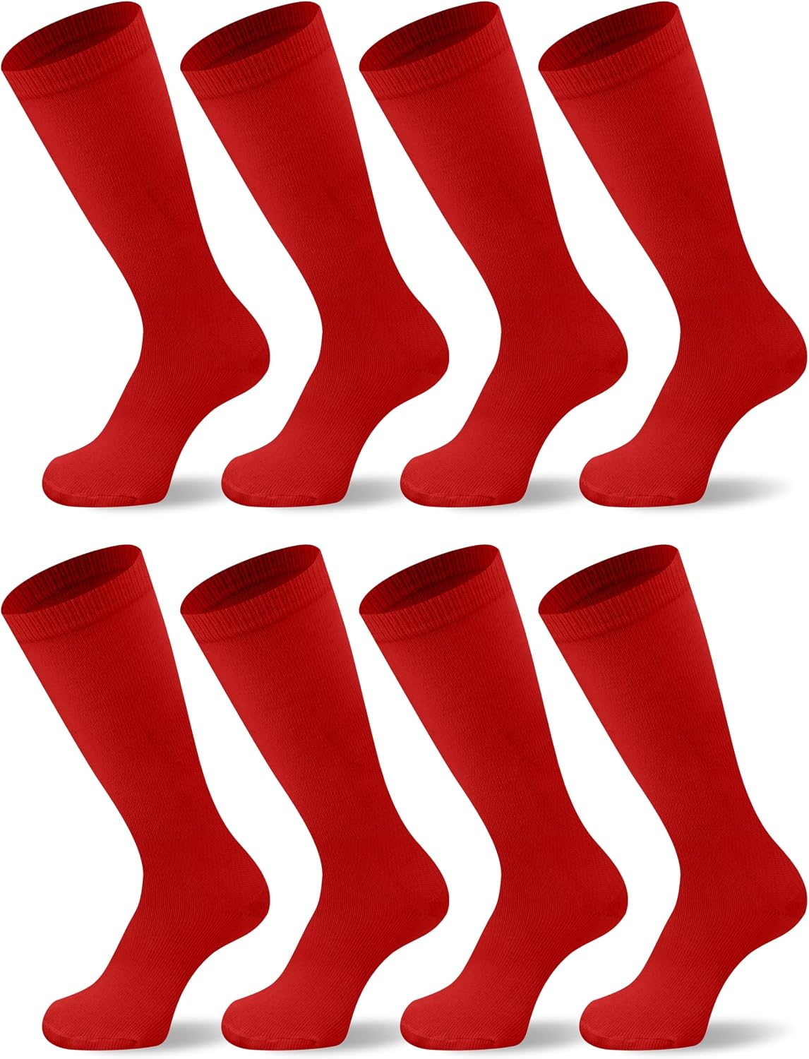 Duufin 8 Pairs Soccer Baseball Softball Football Socks for Youth Kids Boys Girls 6-8/8-10/10-15 Year Knee High Athletic Socks