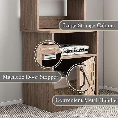 Miniatura 8 de TOLEAD Juego de 2 mesitas de noche con estación de carga mesita de noche alta con estantería abierta ajustable mesa auxiliar industrial de 47