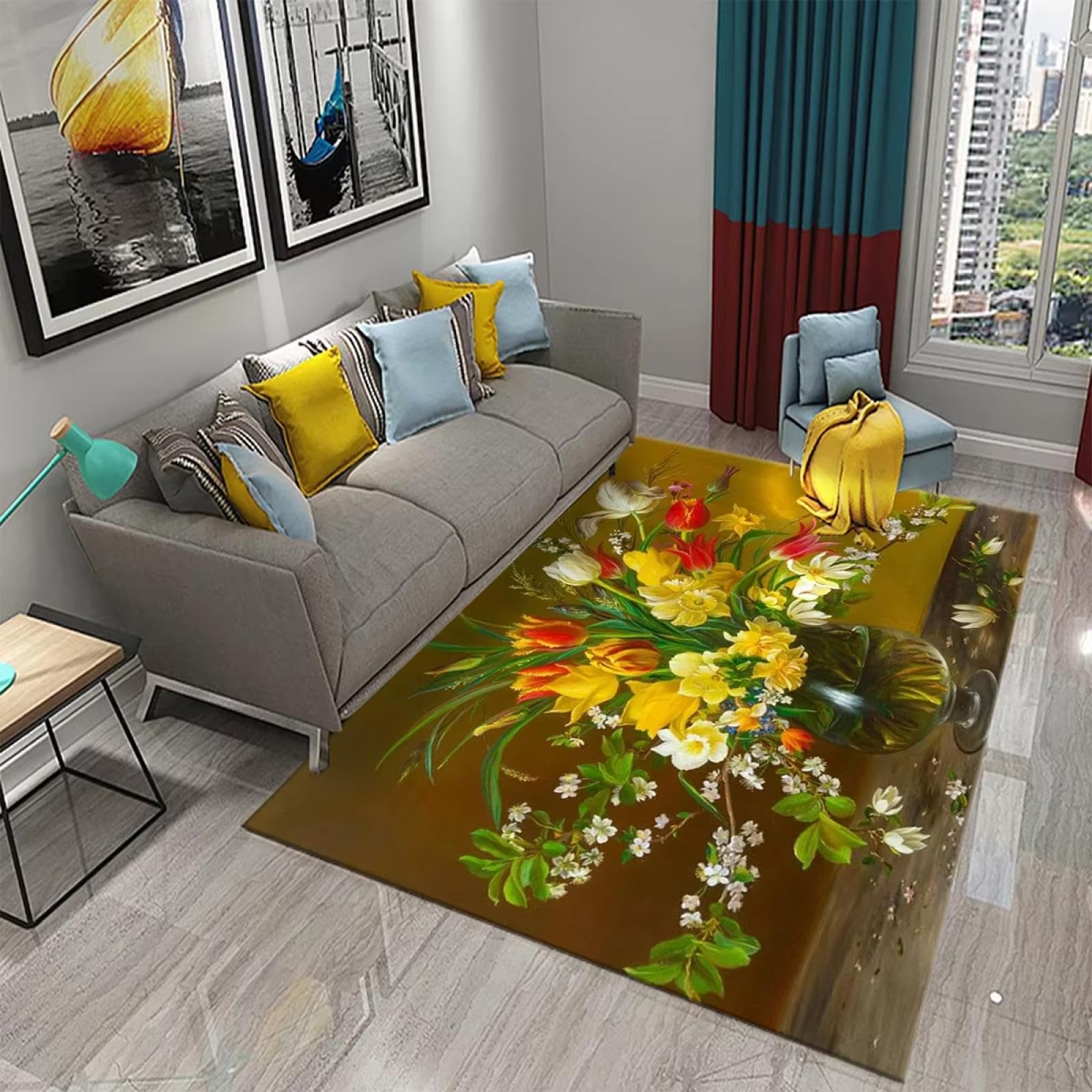 Tapis de sol floral coloré pour sublimer le salon et la chambre