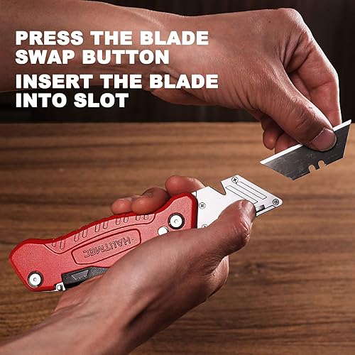 Miniatura 5 de HAUTMEC Cuchillo utilitario plegable multifuncional resistente con destornilladores integrados, cortador de caja incorporado en carcasa de aleación