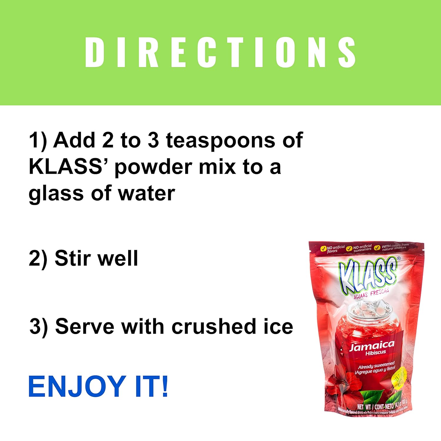 Klass Listo Jamaica Hibiscus Blended Mexican Drink Mix (6 x 14.1 oz. Packets)