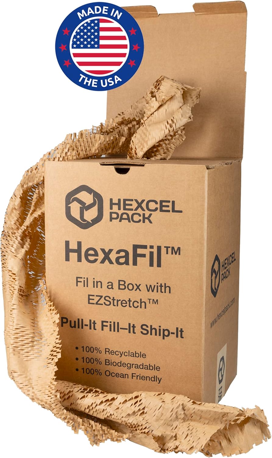 IDL Packaging HexaFil Honeycomb Packing Kraft Paper 15 x 20400 (1700 ft) in Self-Dispensed Box - Patented Cushioning Box Filler for Void Filling, Moving, Shipping - Alternative to Bubble Plastic