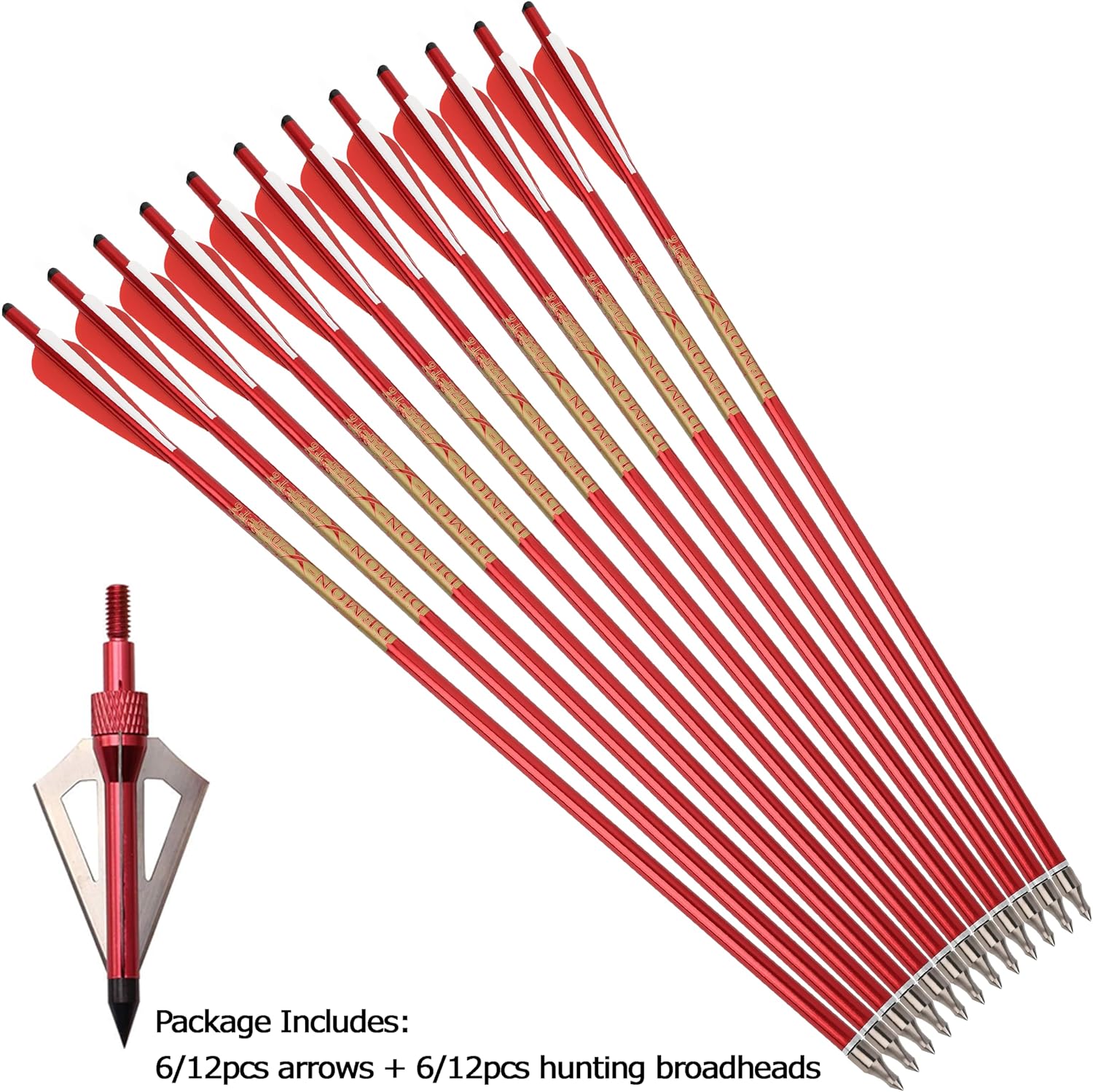 ZSHJGJR Crossbow Bolts Aluminum Arrows 20 22 Inch Archery Aluminum Alloy Crossbow Arrows with Screw-in Hunting Broadheads for Crossbow Hunting Shooting 6/12pcs