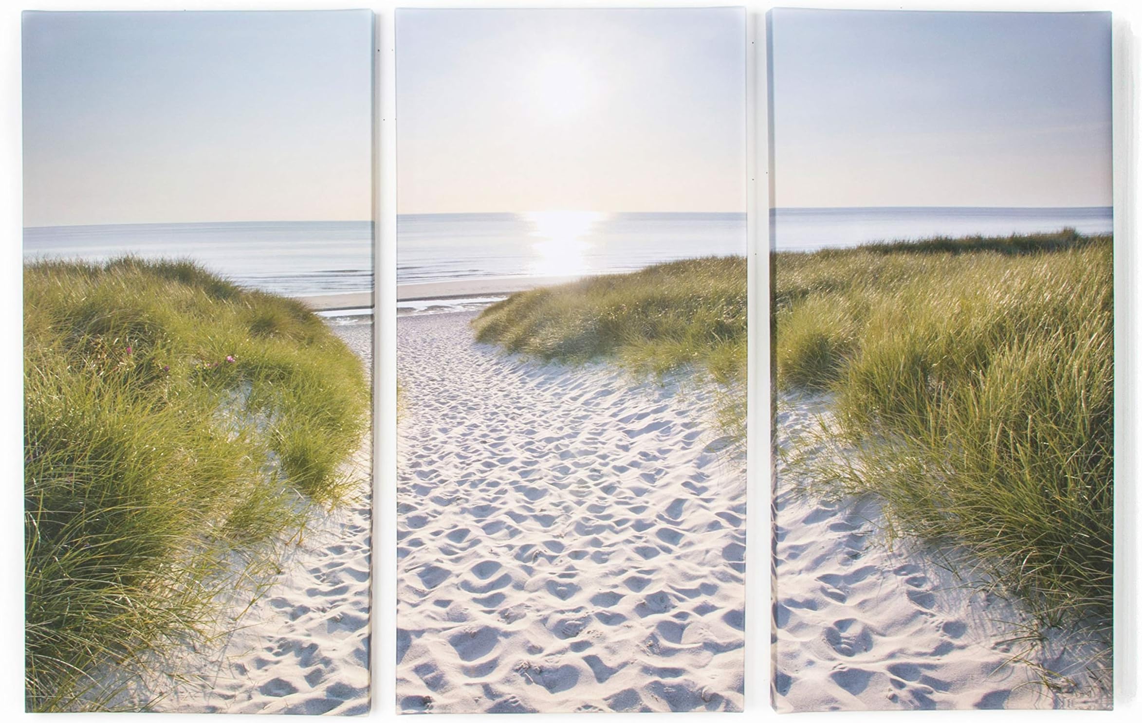 Trio 3 x Beach Walk Printed Wall Art Canvas