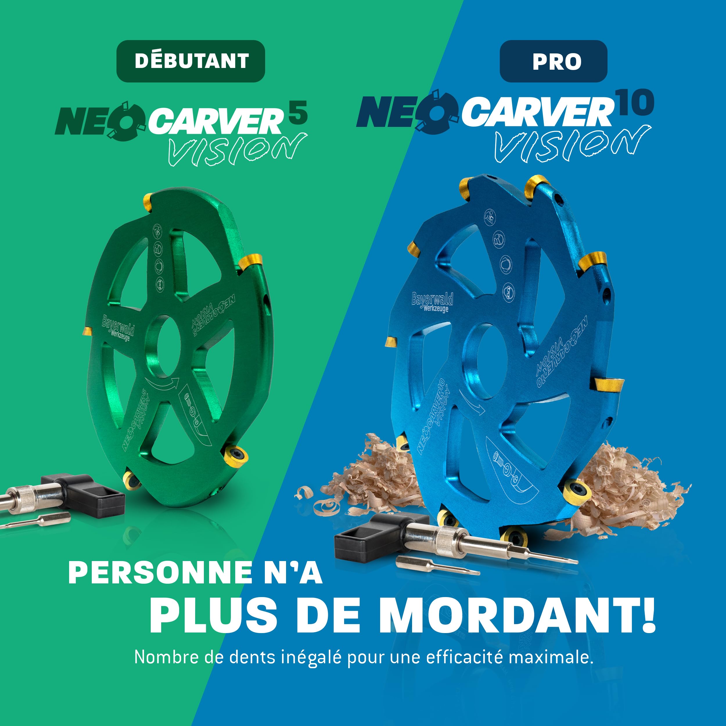Bayerwald NeoCarver 5 Vision V2 Disque de fraisage en métal dur pour bois 115 mm x 22,2