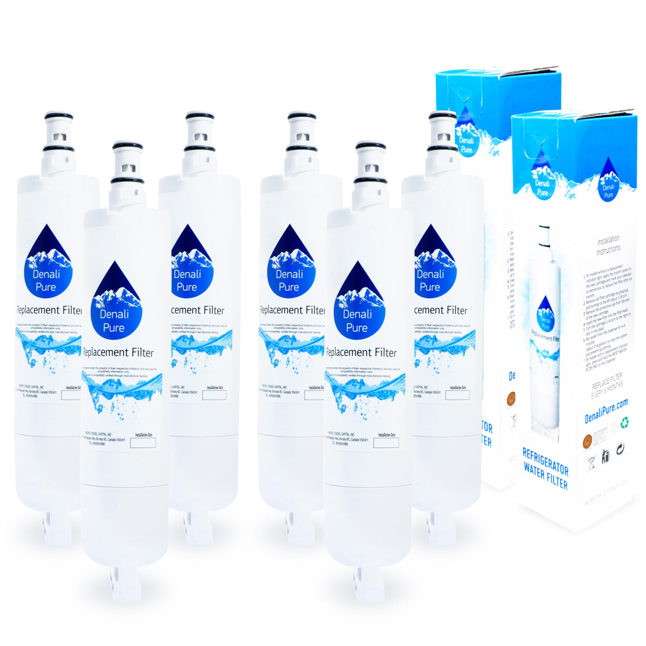 6-Pack Replacement for KitchenAid KSCS25FKSS01 Refrigerator Water Filter - Compatible with KitchenAid 4396508, 4396509, 4396510 Fridge Water Filter
