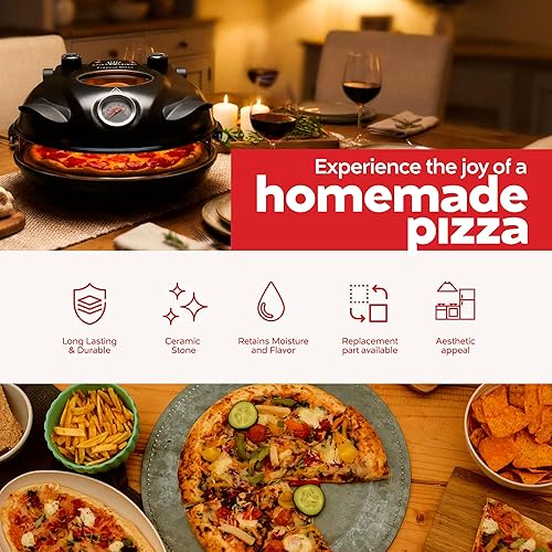 Miniatura 2 de MisterChef Electric Pizza Oven Indoor, 12 Inch Countertop Pizza Oven, Fast Heating Upto 800F, Pizza Maker with Ceramic Stone, Viewing Window & Dual