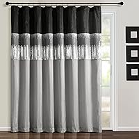 Vista 9 de Lush Décor Panel de cielo nocturno para sala de estar, dormitorio, comedor (cortina individual), 84 "x 42", gris y negro