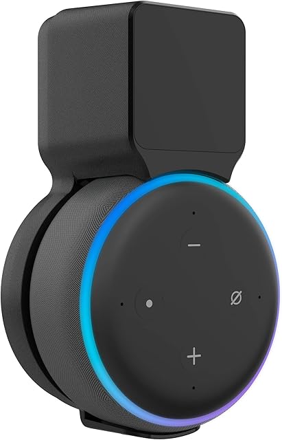 Stouchi Echo Dot 3rd Wall Mount Holder Stand,Improves Sound Visibility and Appearance,Compatible with Dot3rd Generation Socket Hanger Bracket Case,Built-in Cable Management,Audio Port Available Black
