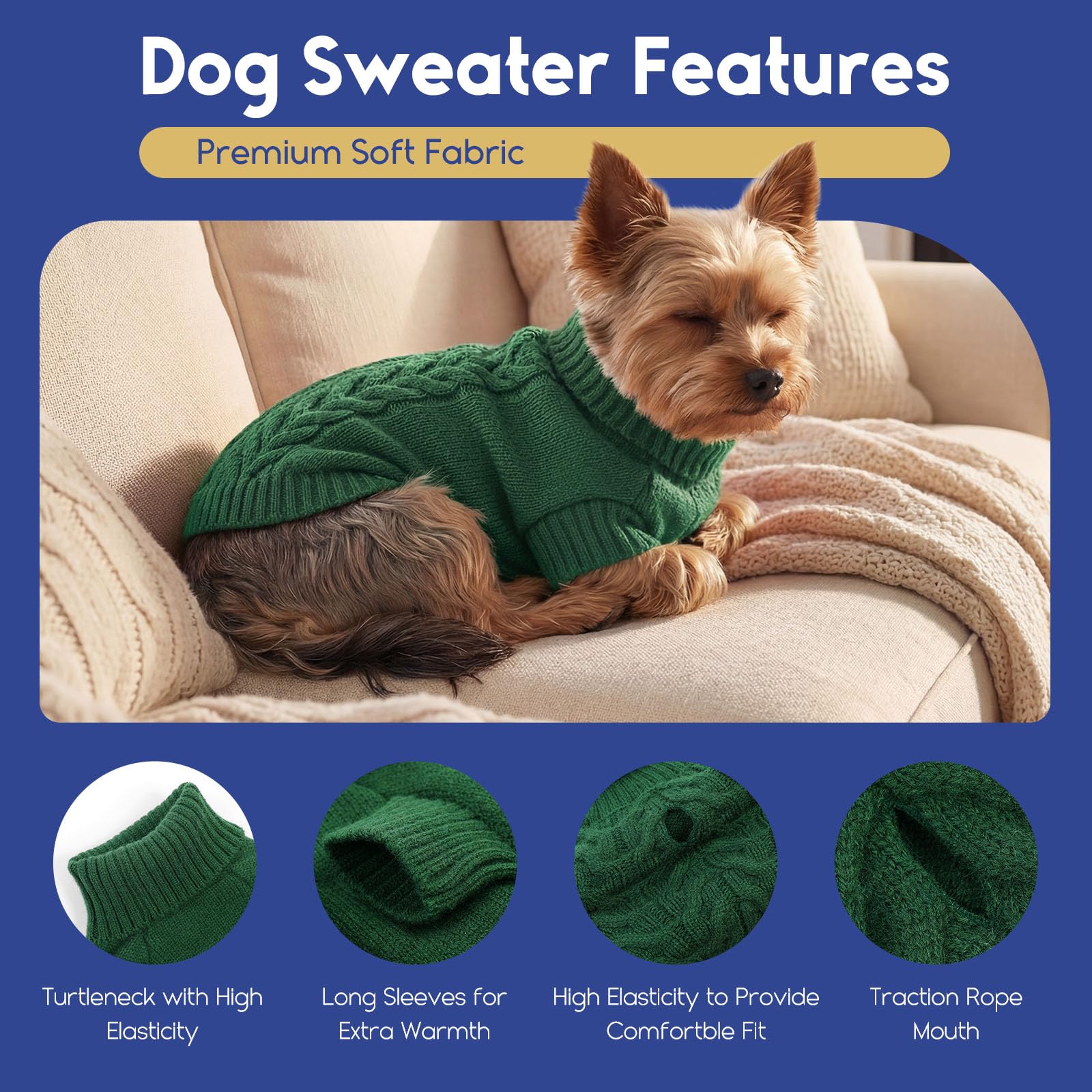 ASENKU Jersey Perro Mediano,Suéter para Perros Gato Cálido Ropa de Invierno,Abrigo para Mascotas para Bulldog Frances,Chihuahua,Teckel, M