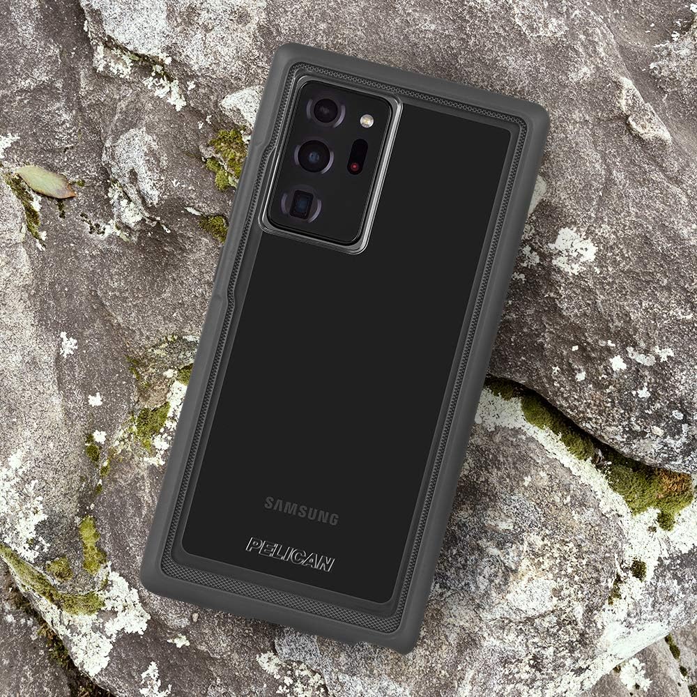 Pelican Voyager Series - Samsung Galaxy Note 20 Ultra Case [Wireless Charging Compatible] [Anti-Yellow] Heavy Duty Phone Case with Belt Clip Holster Kickstand [18FT MIL-Grade Drop Protection] - Clear