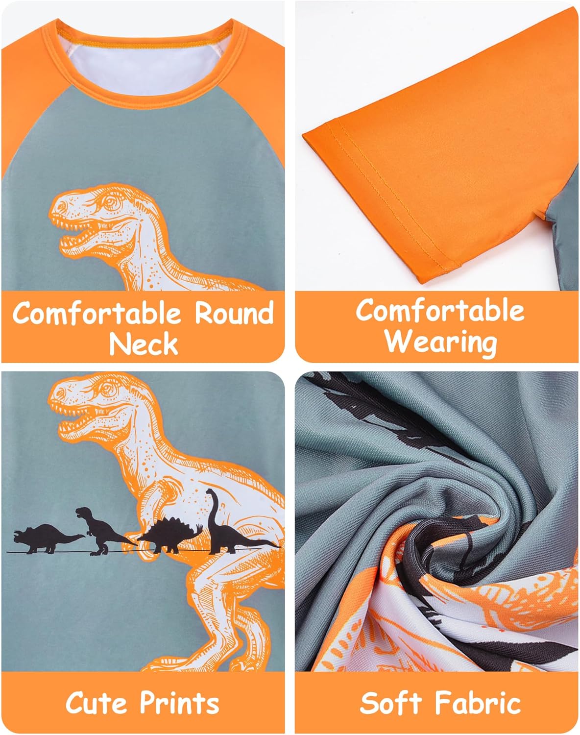 Fiodrimy Boys Pajamas Toddler Boys Summer Pajamas Dinosaur 2 Piece Short Sleeves Boy Pjs Kids Sleepwear Size 3-8 Years - Image 4