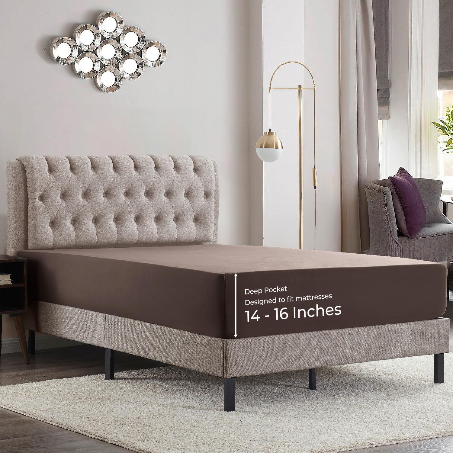 Empyrean 2 Pack Twin XL Fitted Sheets - Deep Pocket 14-16 Inch, Ultra Soft Microfiber, Fade Resistant, Shrinkproof, Wrinkle-Free Sheets for College Dorms & Home, Chocolate Brown