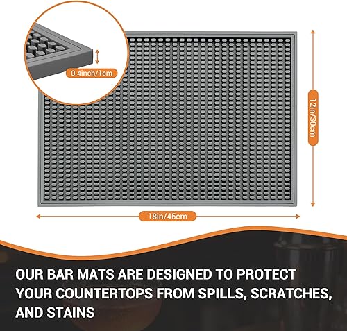 Miniatura 2 de Tapete de barra de 18 x 12 pulgadas (2 piezas) de goma para encimera y secado de platos, tapete antideslizante con diseño de flujo de aire para bar