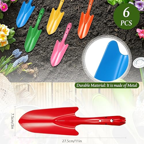 Miniatura 2 de Mini pala de mano de metal colorida, juego de palas de excavación para trasplante de jardín para plantar plantas de flores y suelo, suculentas,