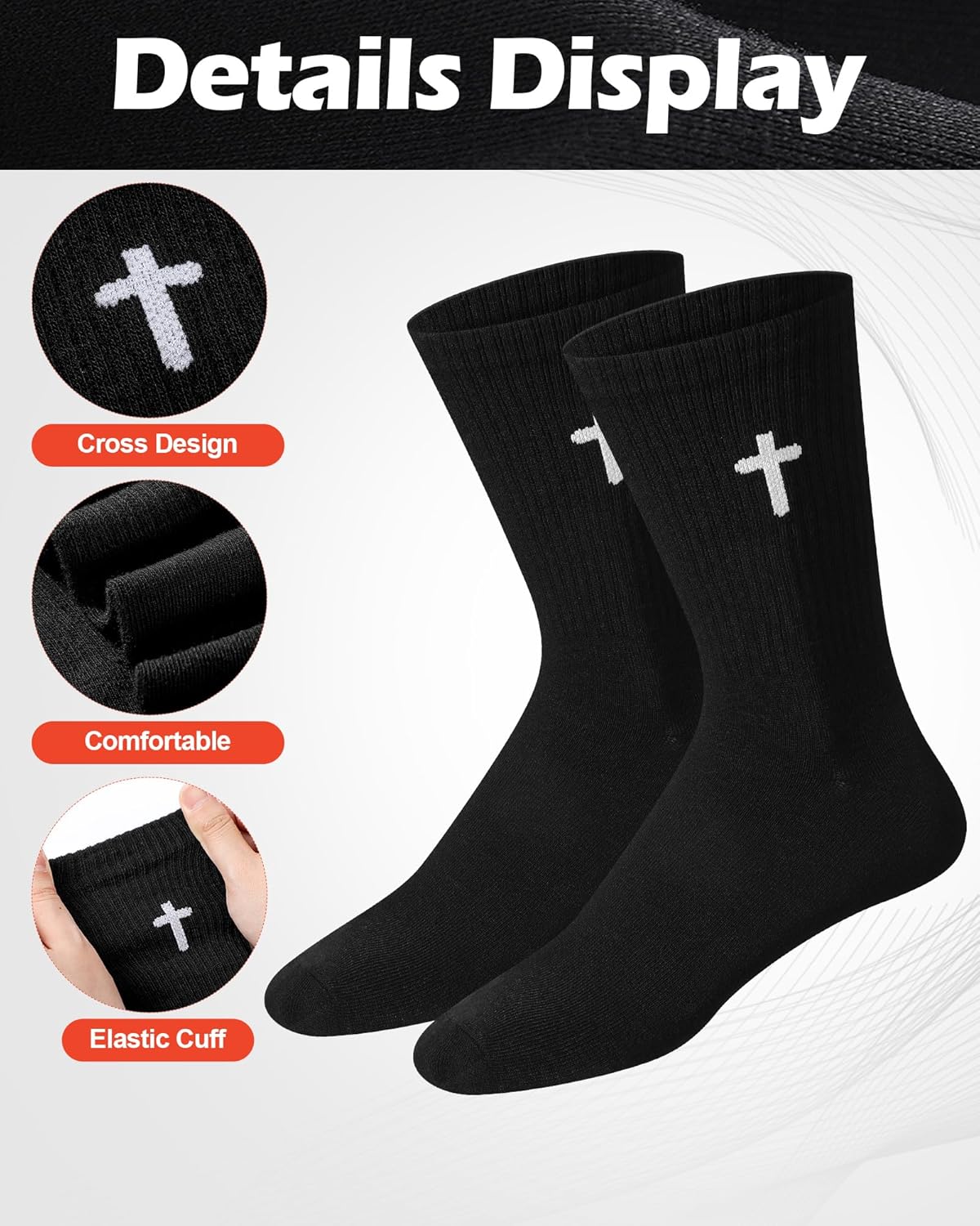 Shihanee 12 Pairs Cross Socks for Men Religious Christian Pastor Elastic Crew Socks Christian Gifts for Men - Image 4