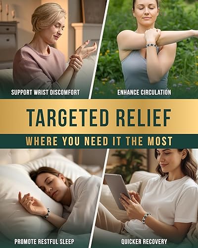 Miniatura 8 de MagnetRX Pulsera de hematita y piedra lunar, pulseras magnéticas de hematita de máxima fuerza, pulseras de cuentas blancas con cristales de luna