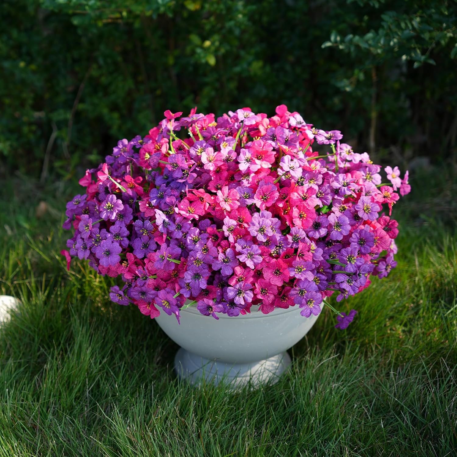 24 Bundles Artificial Flowers for Outdoor Faux Plants for Spring Summer Decoration, UV Resistant Realistic Silk Plastic Fake Flowers Garden Porch Patio Balcony Yard Front Home Decor