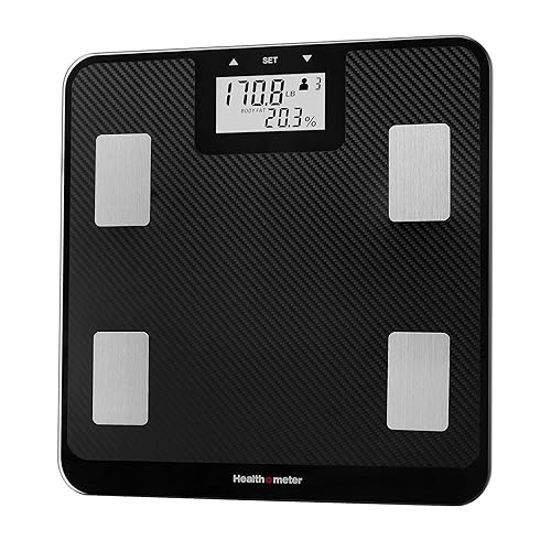 Health o meter Báscula digital de composición corporal  IMC, medición de masa de grasa corporal y agua, seguimiento multiusuario, capacidad de 450