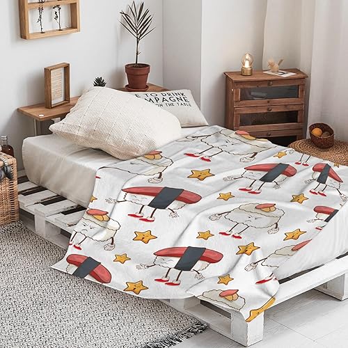 Vista 55 de Manta de sushi para regalo, manta de franela ultra suave y acogedora, manta de forro polar ligera y mullida, manta de felpa cálida para sofá, cama
