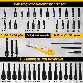 Nut Driver and Screwdriver Bit & Hex Drill Bit