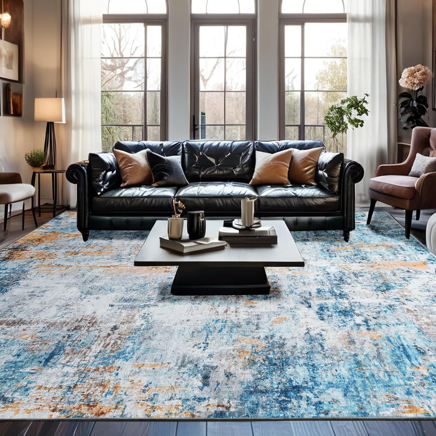 Tapis salon grand 200x300cm poils courts facile à nettoyer