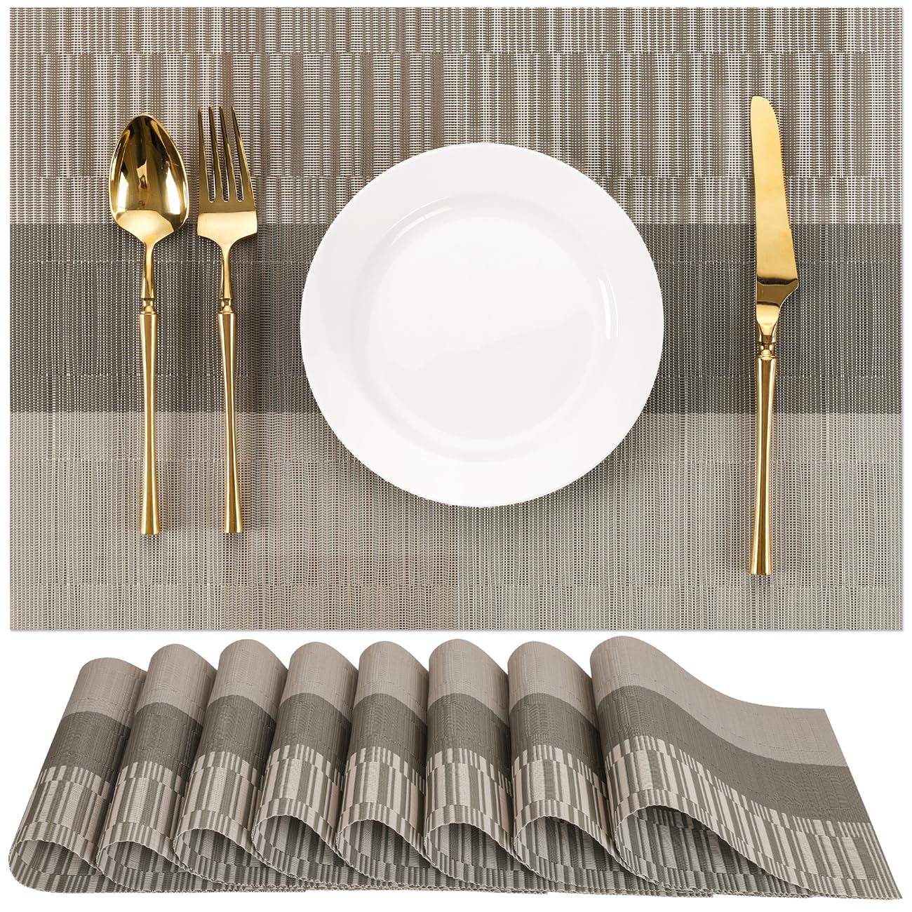 Chitomars Tischsets abwaschbar, Platzsets abwaschbar PVC Platzdeckchen | 4er Set Tischsets Outdoor Vinyl hitzebeständig Gewebte Platzdeckchen für Häuser Restaurants