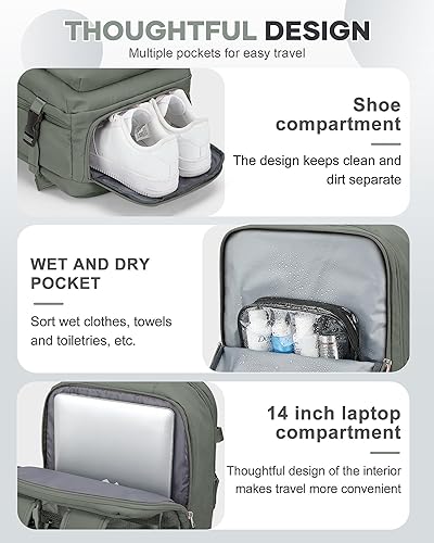 Vista 243 de VECAVE Mochila de viaje para laptop, mochila aprobada para vuelos,Mochila deportiva para universidad casual, E-peacockblue, Mochila para laptop