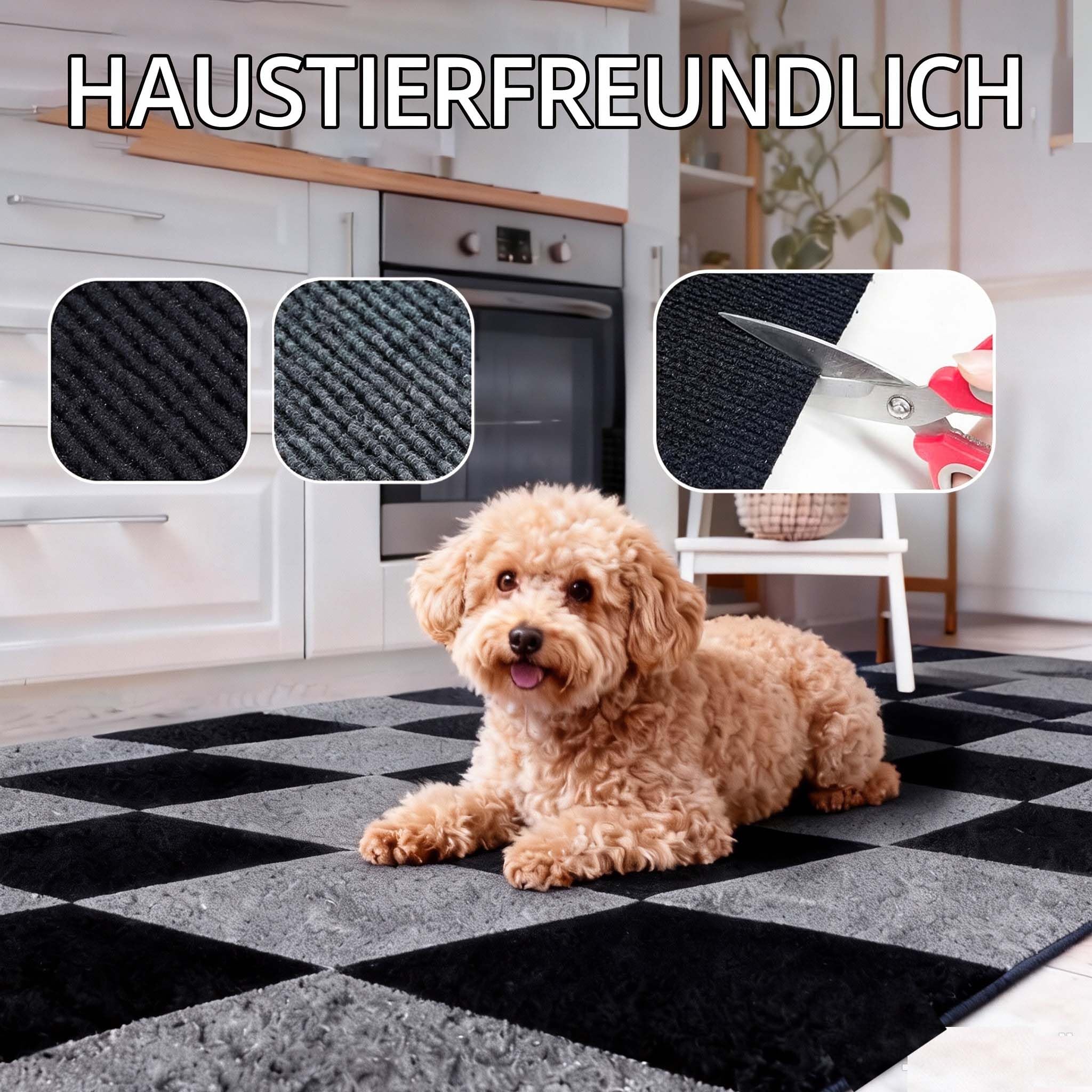 Selbstklebende Teppichfliesen 30x30 cm Dunkelgrau, 20 Stück Schwarz