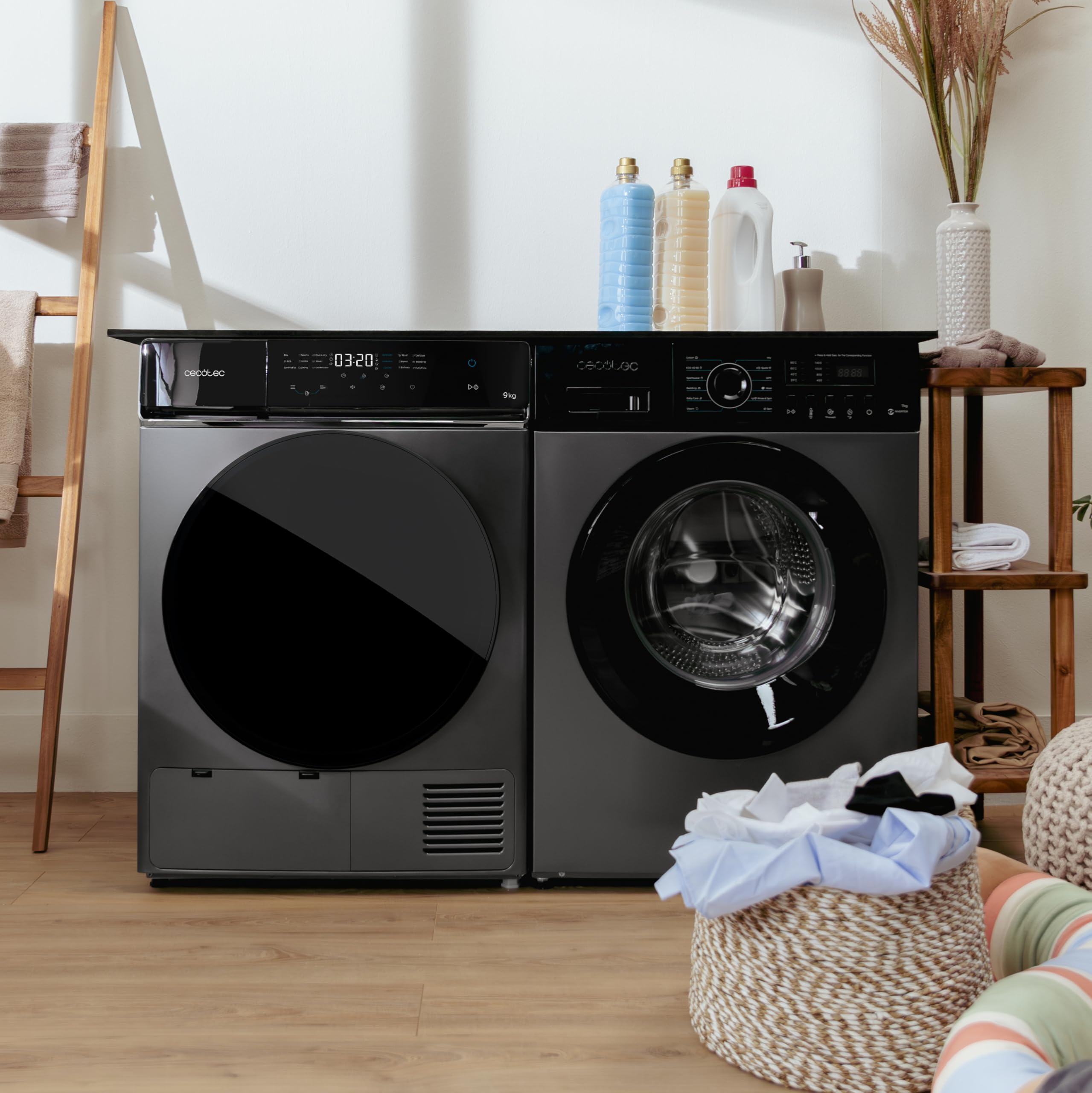 Cecotec Asciugatrice Pompa di Calore 9Kg Bolero DressCode Dry 9400 Inverter Steel. Classe A+++, 15 programmi, Asciugatura Automatica, Stiratura Facile, Funzioni Stop&Go, Avvio Ritardato, KidLock, Inox