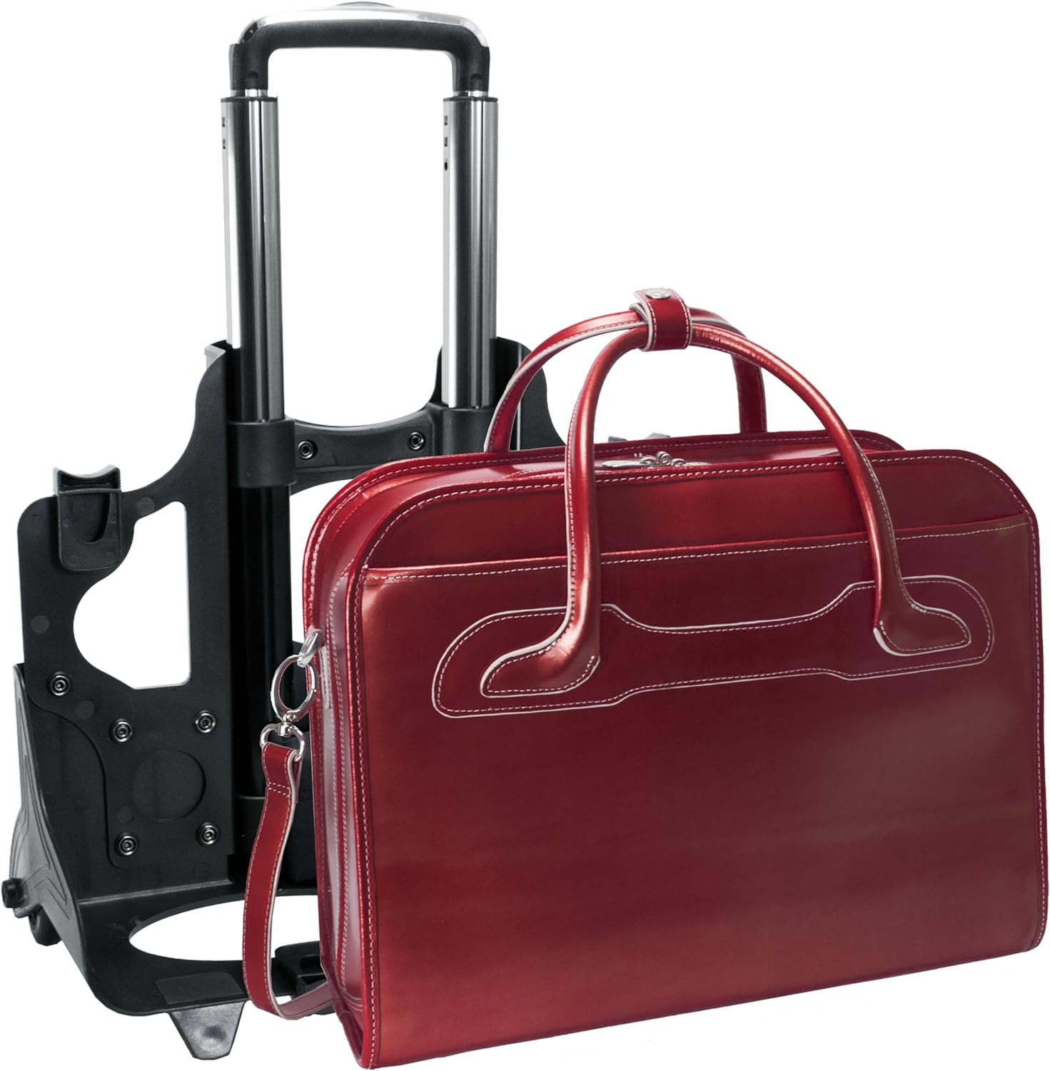 McKlein WILLOWBROOK, 17" Leather Detachable -Wheeled Ladies' Laptop/Computer & Tablet Business Briefcase Bag/Women's Rolling Overnight Travel Bag, Removable trolley case