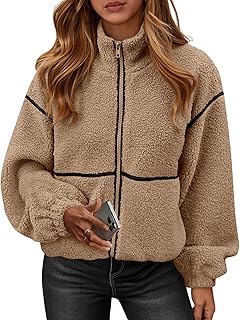 KIRUNDO Sherpa Jacket Women Fleece Oversized Zip Up Winter Coats Fall Jackets Faux Fur