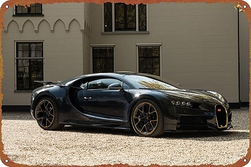 bugatti chiron Poster Metal Signs Vintage for Home Bar Swimming Pool Beach Farmhouse Garden Outdoor Funny Wall Decor, 12x8 Inch