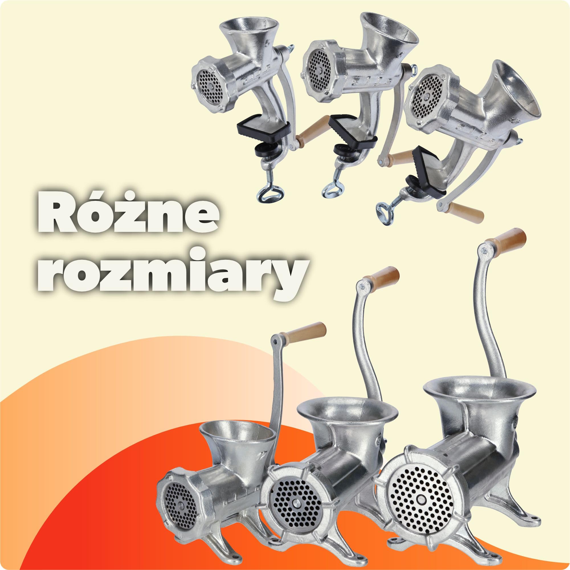 KADAX Ręczna maszynka do mięsa, żeliwna maszynka do mięsa, ze stalową tarczą tnącą i drewnianym uchwytem, wielofunkcyjny młynek ręczny (rozmiar 8)