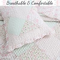 Vista 2 de Cozy Line Home Fashions Juego de ropa de cama reversible de algodón reversible de 3 piezas con diseño floral pastel de jardín de rosas, melocotón