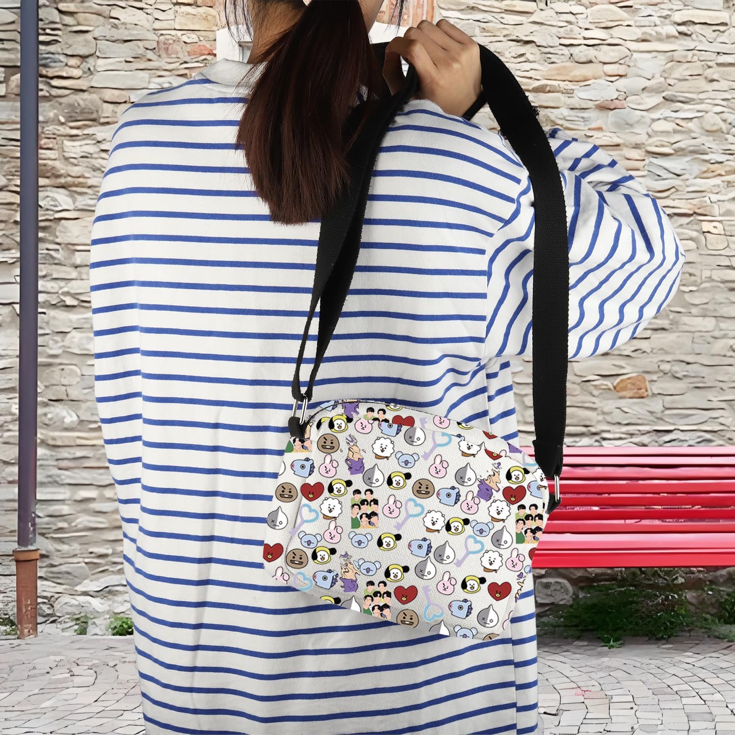 Army Group Inspire Crossbody Bag Korean Characters Shoulder Bag Army Members Fans Merch I Purple You Gift - Image 2