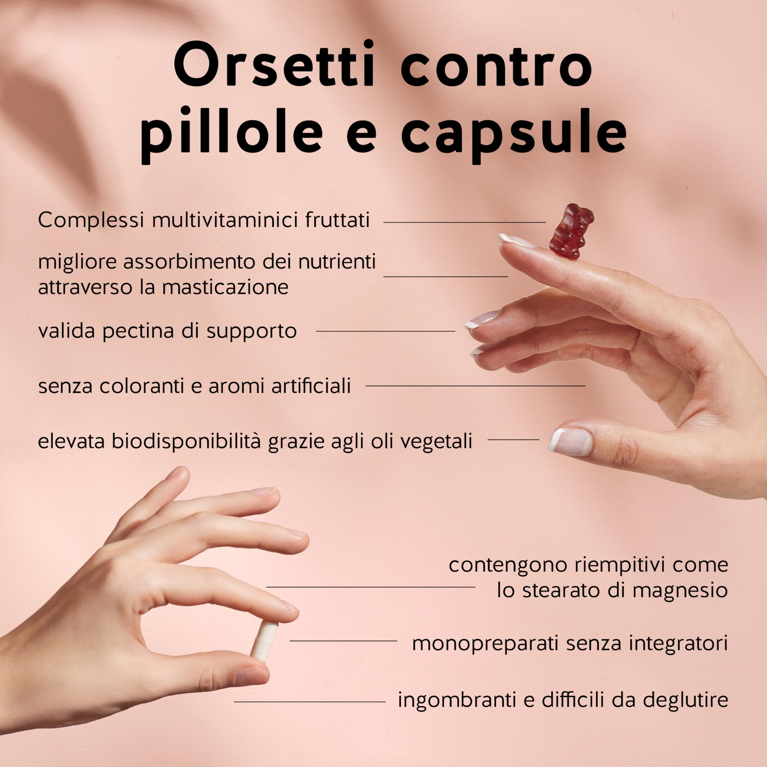 Caramelle Gommose Biotina Ah-mazing Hair, Confezione da 3 – Vitamine per Capelli, Pelle e Unghie – 5000 µg di Biotina e Vitamina C – 180 Pezzi (6 Mesi), Vegano, Senza Zucchero, Bears with Benefits