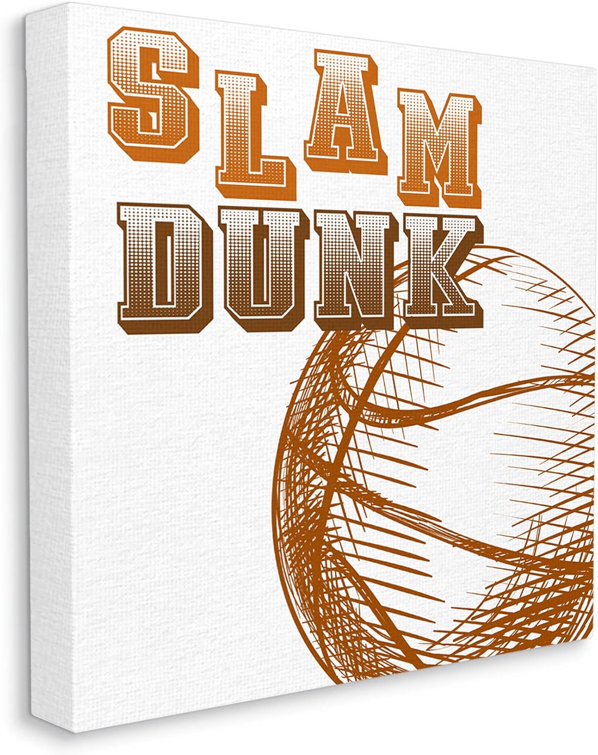 Stupell Industries Slam Dunk Basketball Sports Ball Orange Varsity Typography